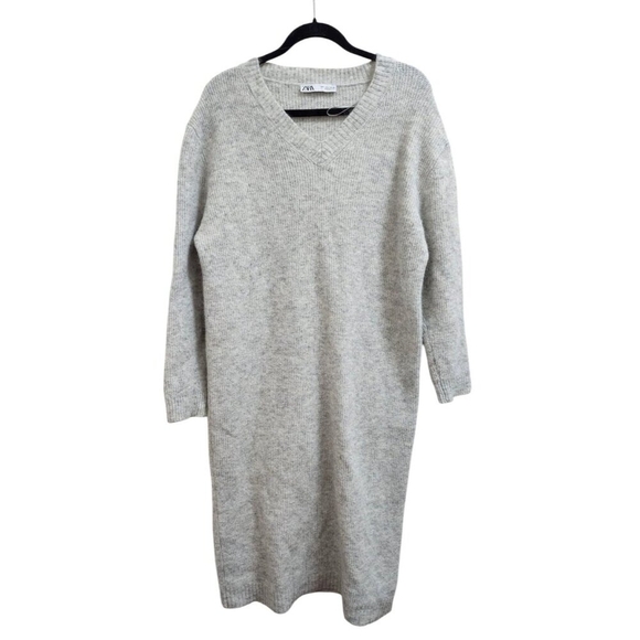 Zara Grey Maxi Sweater Dress Size L - Picture 2 of 9